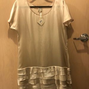 Haute Hippie champagne slip dress w/ruffle detail